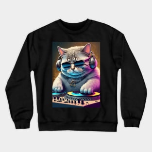 Purrfect Beats - DJ Cat Crewneck Sweatshirt